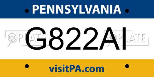 G822AI Pennsylvania License Plate