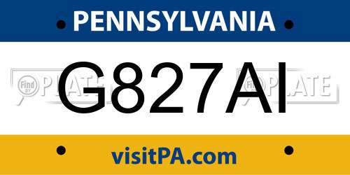 G827AI Pennsylvania License Plate