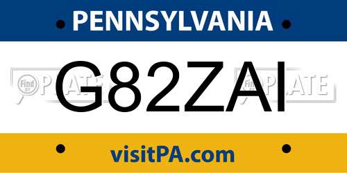 G82ZAI Pennsylvania License Plate