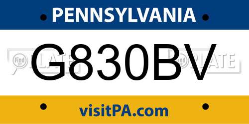 G830BV Pennsylvania License Plate