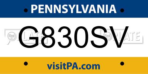 G830SV Pennsylvania License Plate