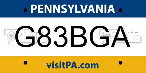 G83BGA Pennsylvania License Plate