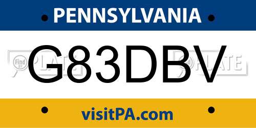 G83DBV Pennsylvania License Plate