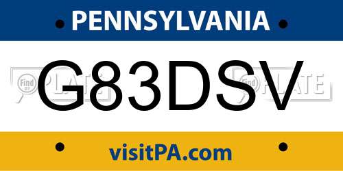 G83DSV Pennsylvania License Plate