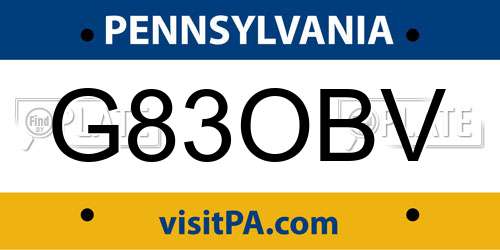 G83OBV Pennsylvania License Plate