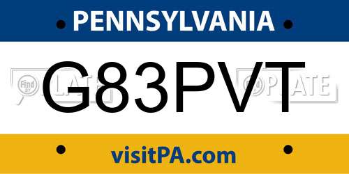 G83PVT Pennsylvania License Plate