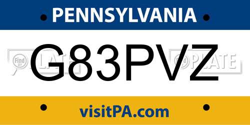 G83PVZ Pennsylvania License Plate