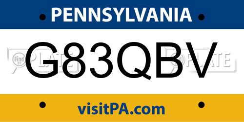 G83QBV Pennsylvania License Plate