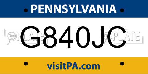 G840JC Pennsylvania License Plate