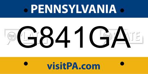 G841GA Pennsylvania License Plate