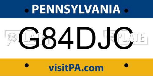 G84DJC Pennsylvania License Plate