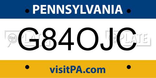 G84OJC Pennsylvania License Plate
