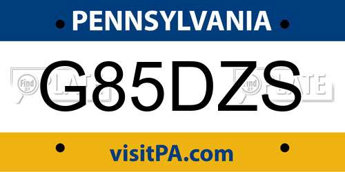 G85DZS Pennsylvania License Plate