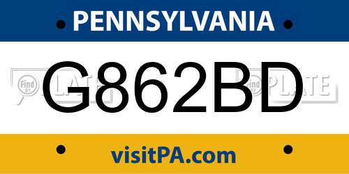 G862BD Pennsylvania License Plate