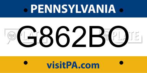 G862BO Pennsylvania License Plate