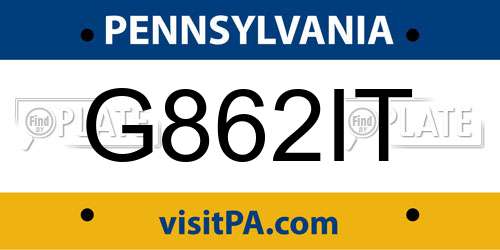 G862IT Pennsylvania License Plate