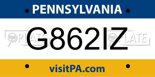 G862IZ Pennsylvania License Plate