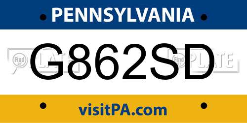 G862SD Pennsylvania License Plate