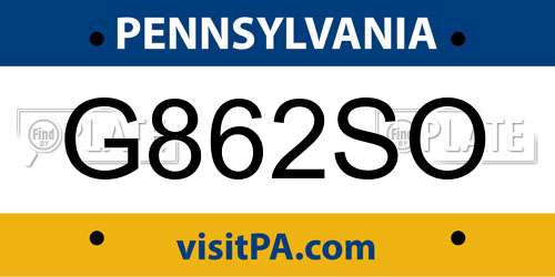 G862SO Pennsylvania License Plate