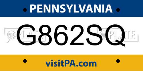 G862SQ Pennsylvania License Plate