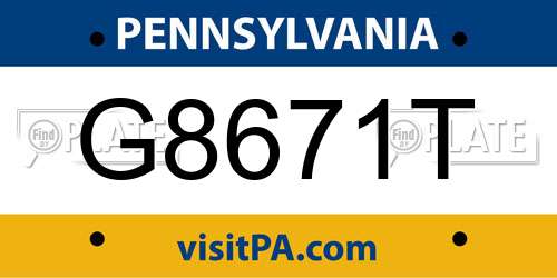 G8671T Pennsylvania License Plate