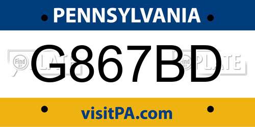 G867BD Pennsylvania License Plate