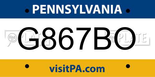 G867BO Pennsylvania License Plate