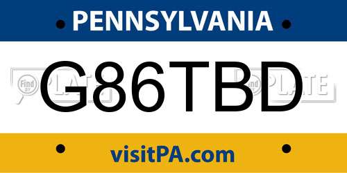 G86TBD Pennsylvania License Plate