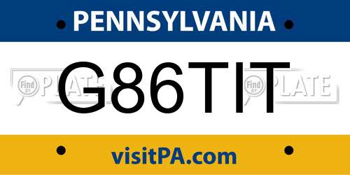 G86TIT Pennsylvania License Plate
