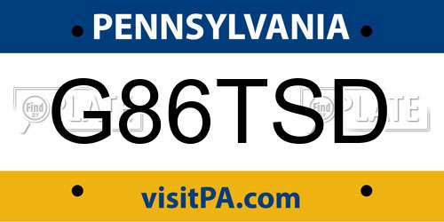 G86TSD Pennsylvania License Plate