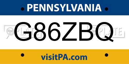 G86ZBQ Pennsylvania License Plate