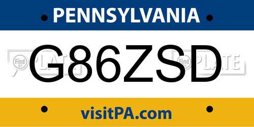 G86ZSD Pennsylvania License Plate