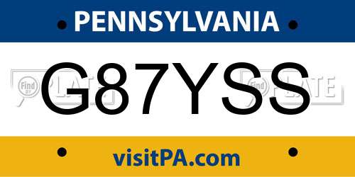 G87YSS Pennsylvania License Plate