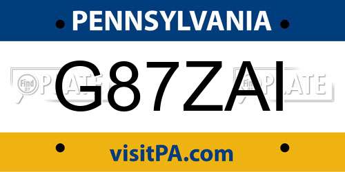 G87ZAI Pennsylvania License Plate