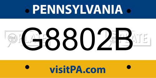 G8802B Pennsylvania License Plate