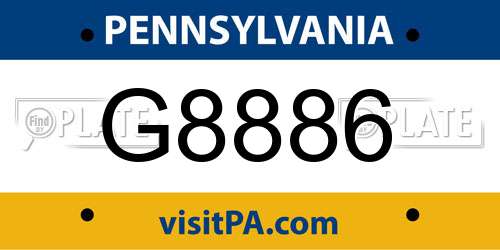 G8886 Pennsylvania License Plate