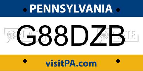 G88DZB Pennsylvania License Plate