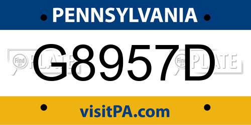 G8957D Pennsylvania License Plate