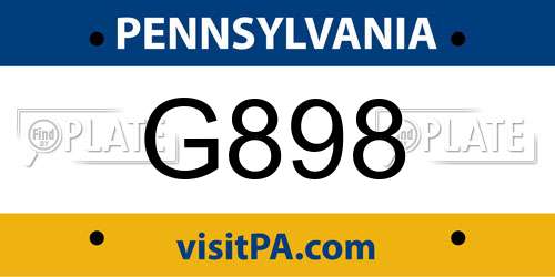 G898 Pennsylvania License Plate