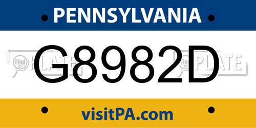G8982D Pennsylvania License Plate