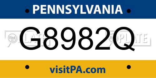 G8982Q Pennsylvania License Plate