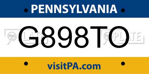 G898TO Pennsylvania License Plate
