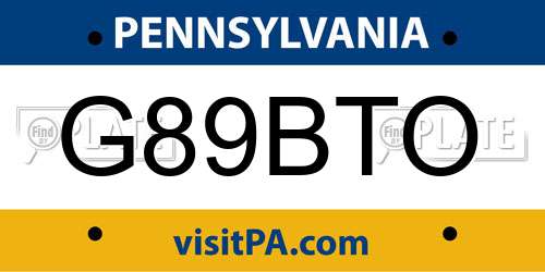 G89BTO Pennsylvania License Plate