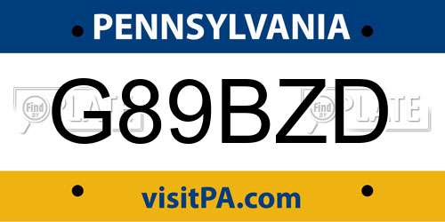 G89BZD Pennsylvania License Plate