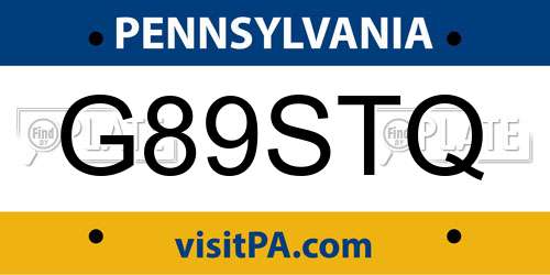 G89STQ Pennsylvania License Plate