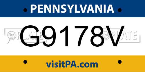 G9178V Pennsylvania License Plate