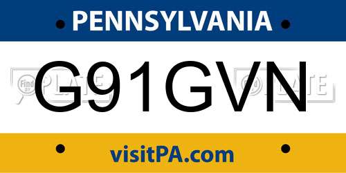 G91GVN Pennsylvania License Plate