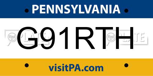 G91RTH Pennsylvania License Plate
