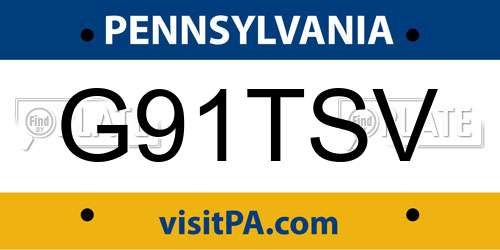 G91TSV Pennsylvania License Plate
