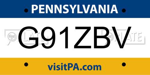 G91ZBV Pennsylvania License Plate